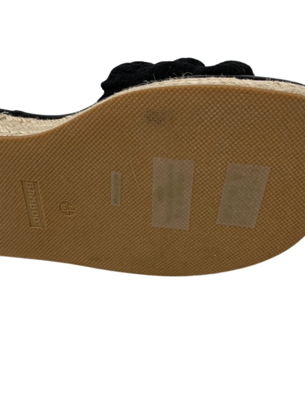 BAMBOO Black Scrunched Wedge Sandals Women's Size 8.5 Boho